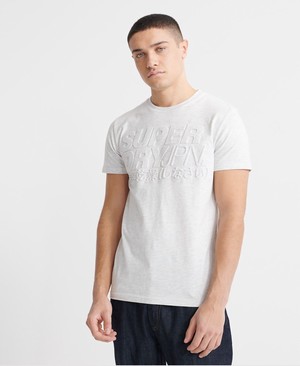 Superdry Embossed Pastel Line Férfi Pólók Fehér | ONMQR6935